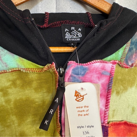 Colorful Patchwork Hoodie Boho Wearable Art Langenlook Artist Cotton Bright NWT - Picture 4 of 6